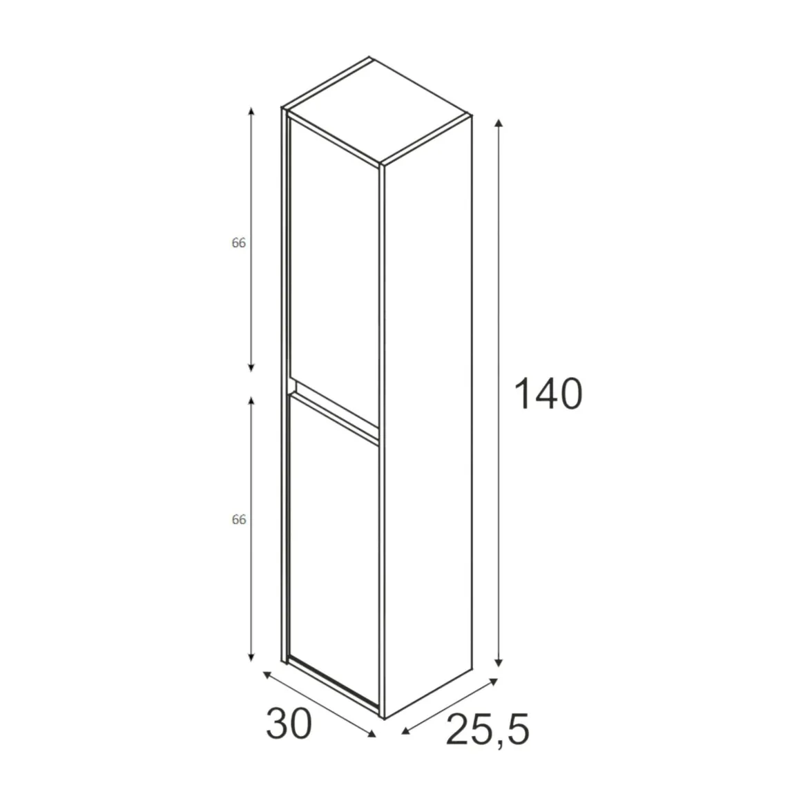 Mobile colonna sospeso 2 ante 30x140h cm quercia - Aladin