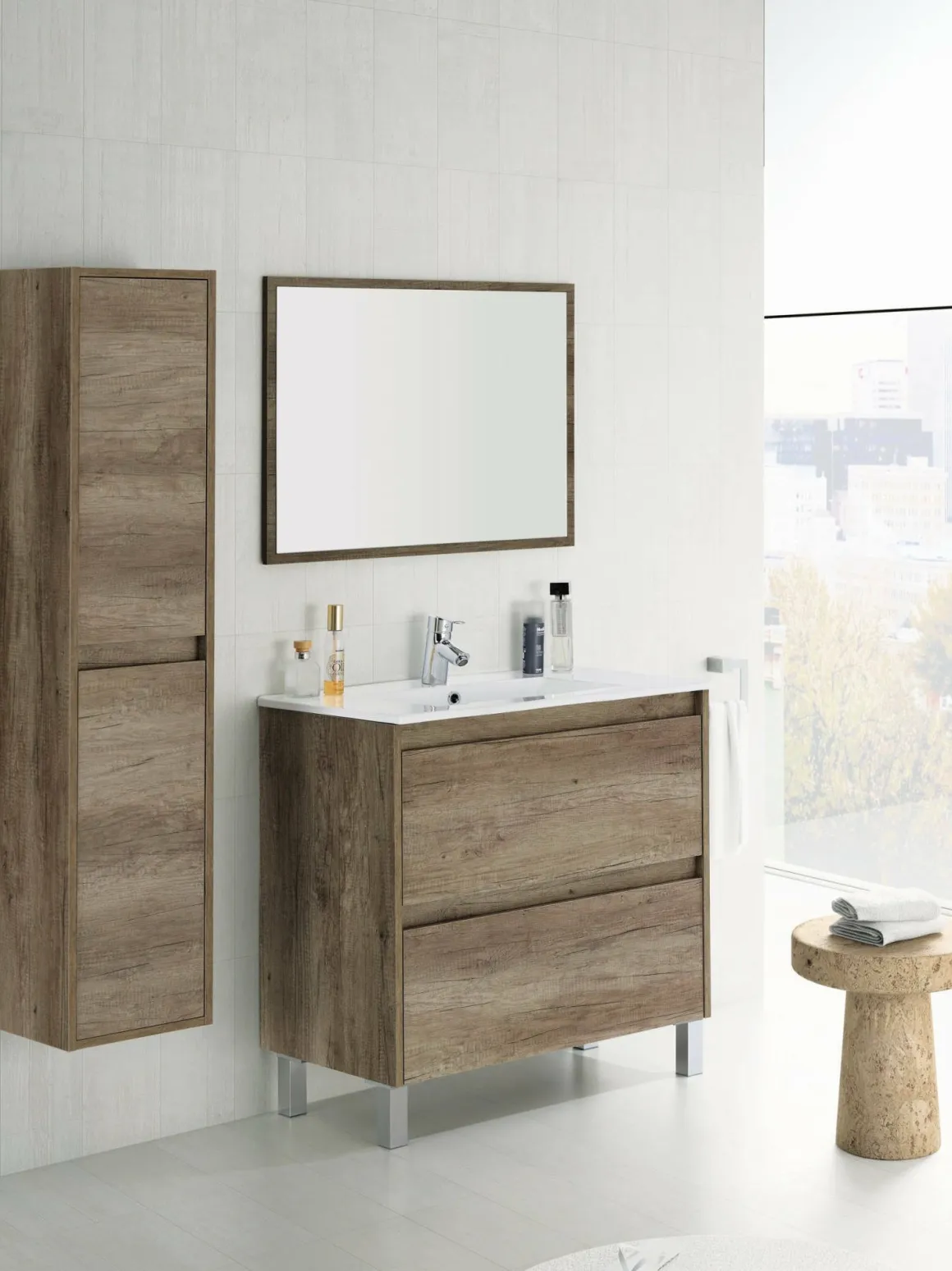 Mobile colonna sospeso 2 ante 30x140h cm quercia - Aladin