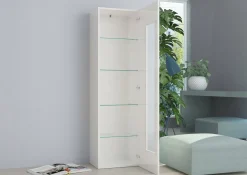 Vetrine|Cucina > Dmora Mobile colonna vetrina 45x34x162h cm - Adatka Bianco Lucido