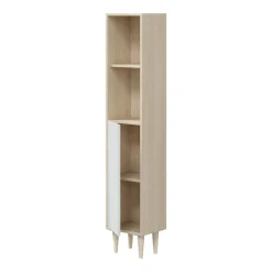 Mobili Colonna|Bagno > Dmora Mobile colonna 30x150h cm rovere e bianco lucido - Lazzarina Bianco Lucido, Marrone Rovere