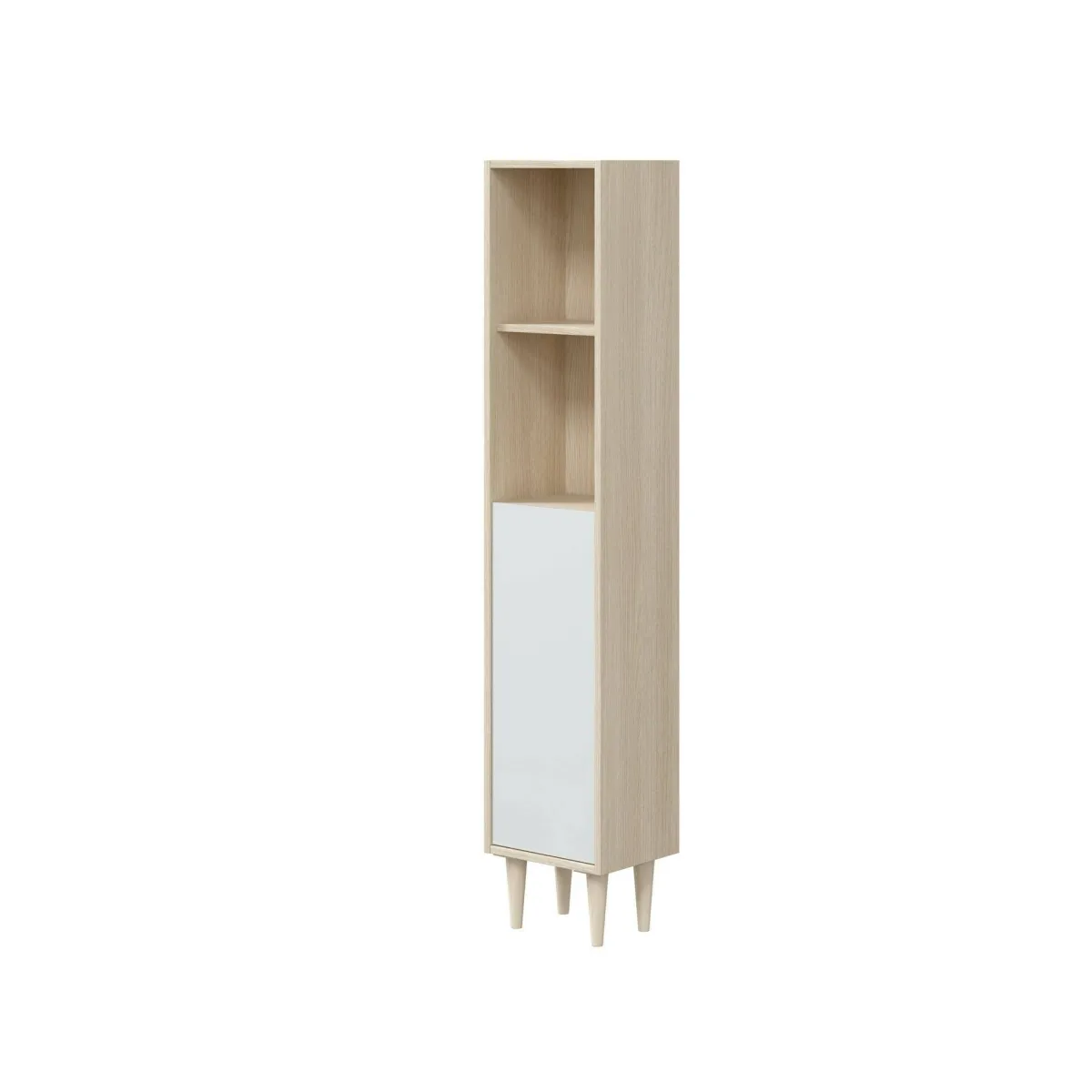 Mobili Colonna|Bagno > Dmora Mobile colonna 30x150h cm rovere e bianco lucido - Lazzarina Bianco Lucido, Marrone Rovere