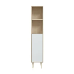 Mobili Colonna|Bagno > Dmora Mobile colonna 30x150h cm rovere e bianco lucido - Lazzarina Bianco Lucido, Marrone Rovere