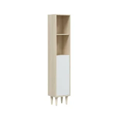 Mobili Colonna|Bagno > Dmora Mobile colonna 30x150h cm rovere e bianco lucido - Lazzarina Bianco Lucido, Marrone Rovere