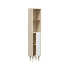 Mobili Colonna|Bagno > Dmora Mobile colonna 30x150h cm rovere e bianco lucido - Lazzarina Bianco Lucido, Marrone Rovere