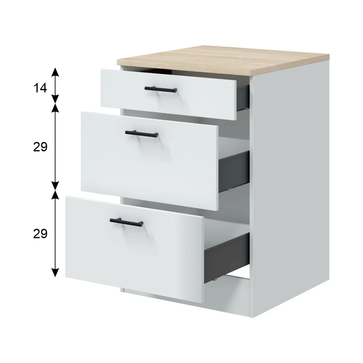Mobile con cassetti 60x90h cm bianco e rovere - Sirea