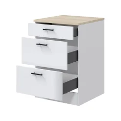 Mobile con cassetti 60x90h cm bianco e rovere - Sirea