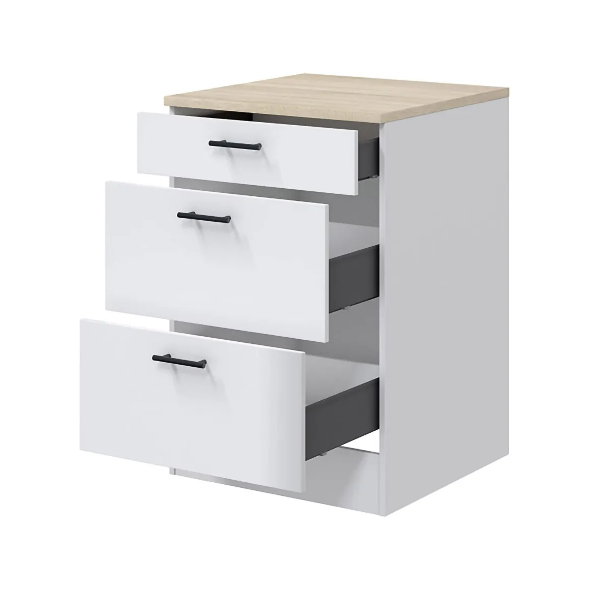 Mobile con cassetti 60x90h cm bianco e rovere - Sirea