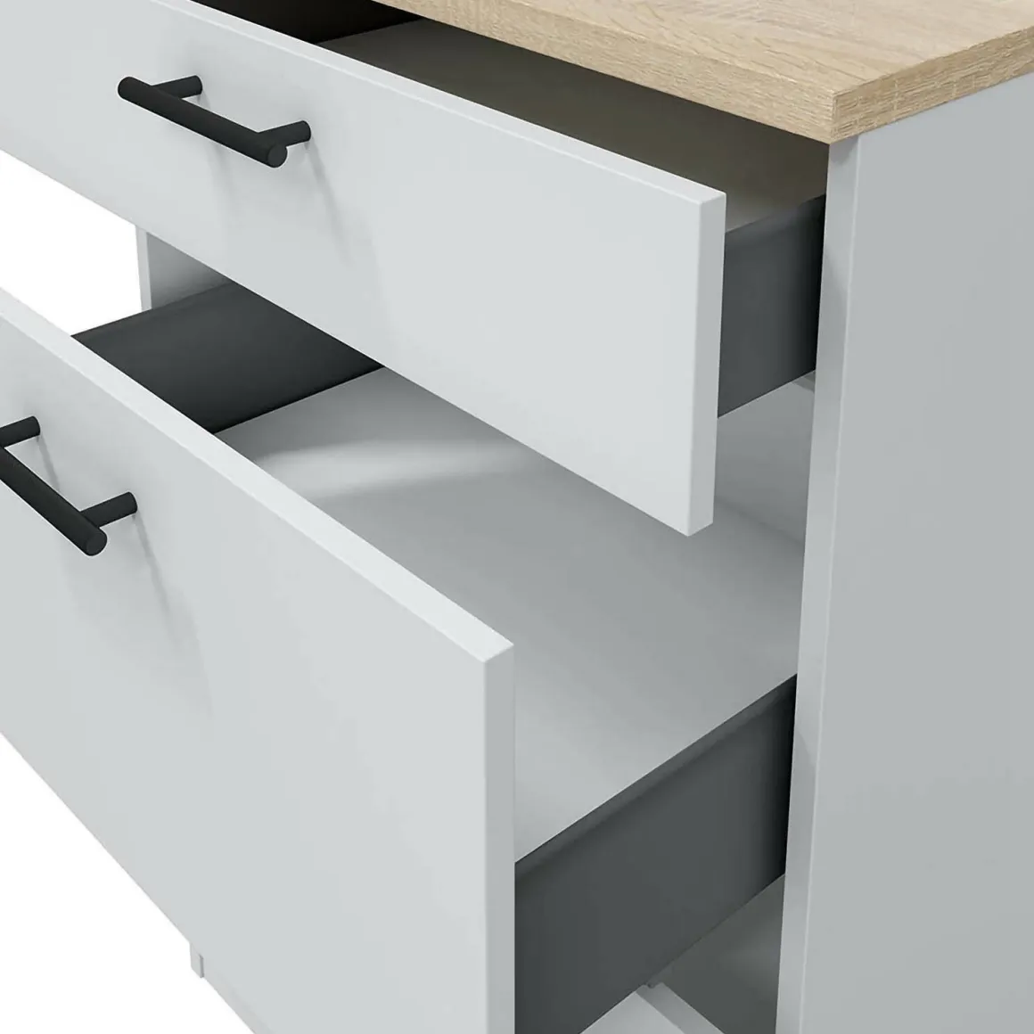 Mobile con cassetti 60x90h cm bianco e rovere - Sirea