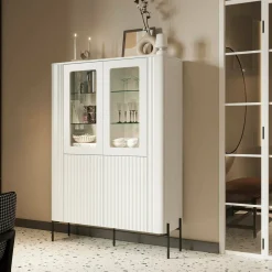 Mobile con vetrina 2 ante 110x39x160h cm bianco - Cimino