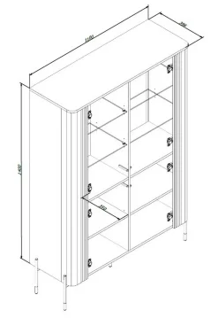 Mobile con vetrina 2 ante 110x39x160h cm bianco - Cimino