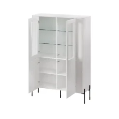 Mobile con vetrina 2 ante 110x39x160h cm bianco - Cimino