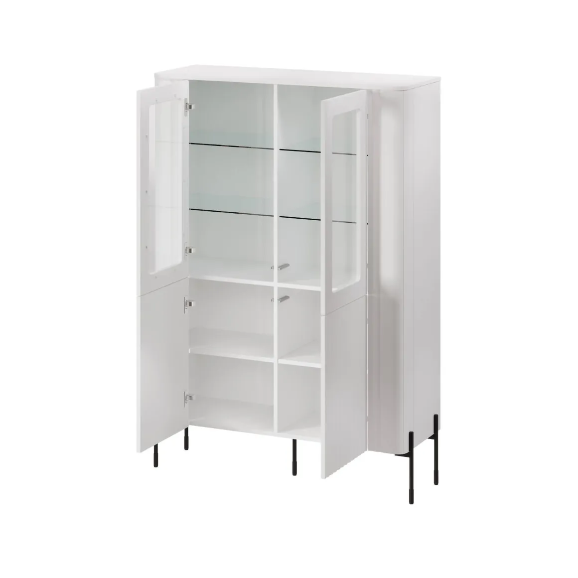 Mobile con vetrina 2 ante 110x39x160h cm bianco - Cimino