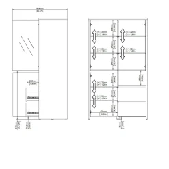 Mobile con vetrina 3 ante 100x48x170h cm rovere e bianco lucido - Reykjavik