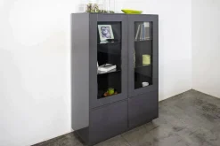 Mobile con vetrina 4 ante 100x41x146h cm antracite lucido - Agostino