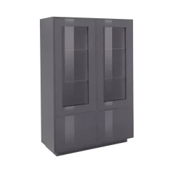 Mobile con vetrina 4 ante 100x41x146h cm antracite lucido - Agostino