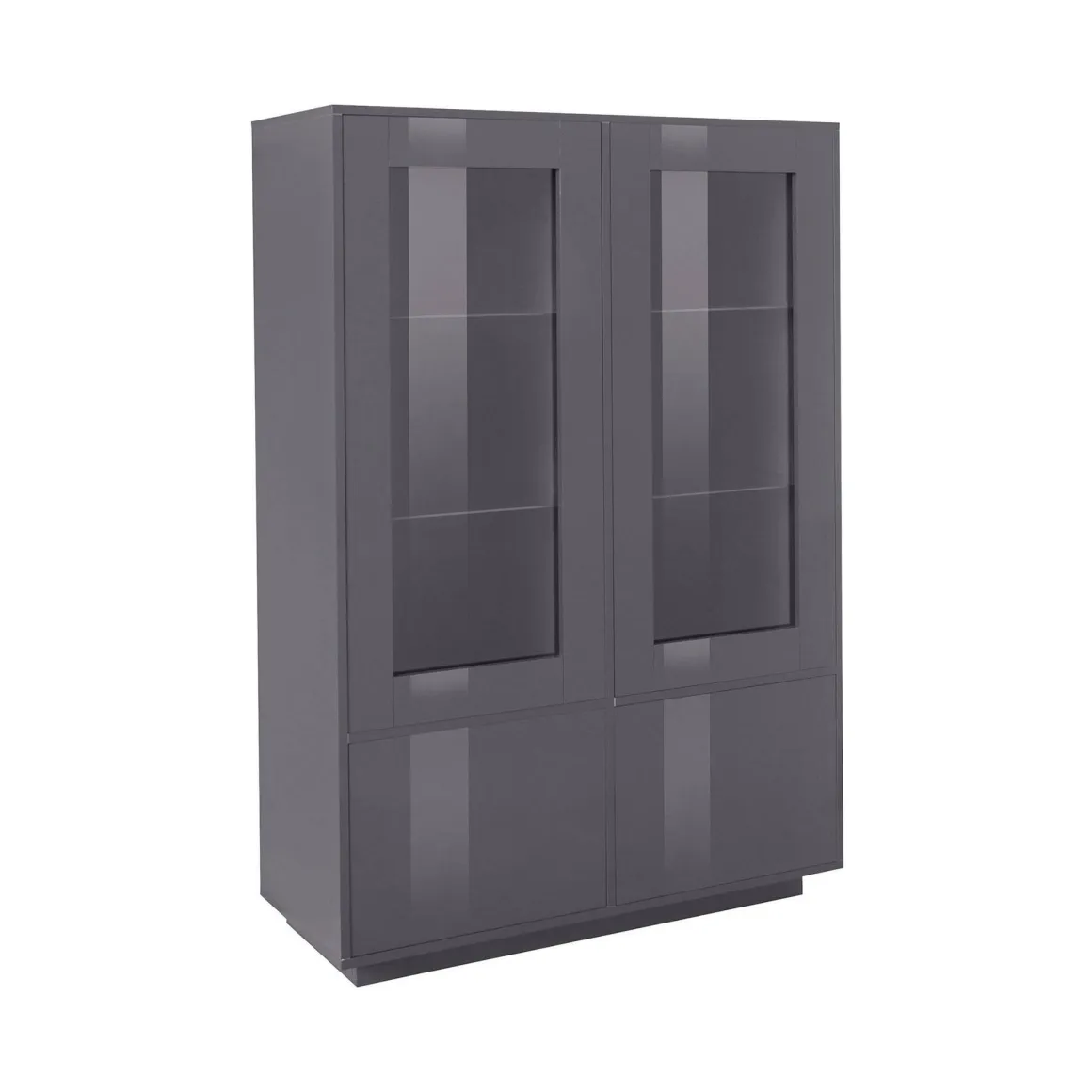 Mobile con vetrina 4 ante 100x41x146h cm antracite lucido - Agostino
