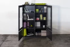 Mobile con vetrina 4 ante 100x41x146h cm antracite lucido - Agostino