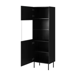 Mobile con vetrina cannettato 59x42x182h cm nero - Luzzana