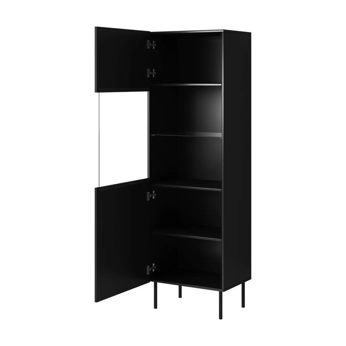 Mobile con vetrina cannettato 59x42x182h cm nero - Luzzana