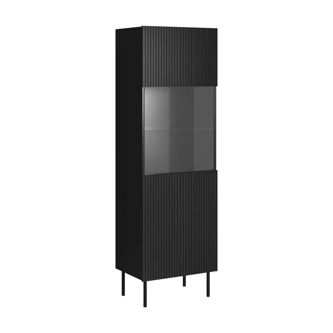 Mobile con vetrina cannettato 59x42x182h cm nero - Luzzana