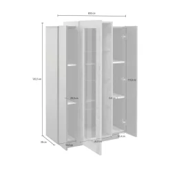 Mobile con vetrina design 3 ante 80x38x121h cm antracite e acero - Ablaze