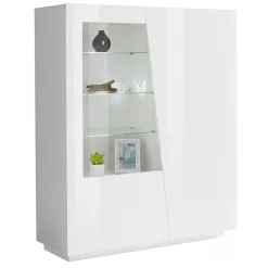 Mobile con vetrina grande 2 ante 120x43x146h cm bianco lucido - Ask