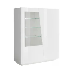 Mobile con vetrina grande 2 ante 120x43x146h cm bianco lucido - Ask