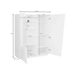 Vetrine|Cucina > Dmora Mobile con vetrina moderno soggiorno 2 ante 120x43x146h cm ardesia - Ask Grigio Ardesia