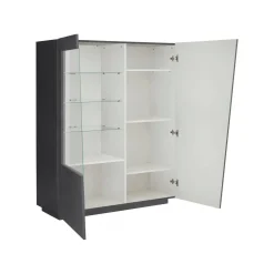 Vetrine|Cucina > Dmora Mobile con vetrina moderno soggiorno 2 ante 120x43x146h cm ardesia - Ask Grigio Ardesia