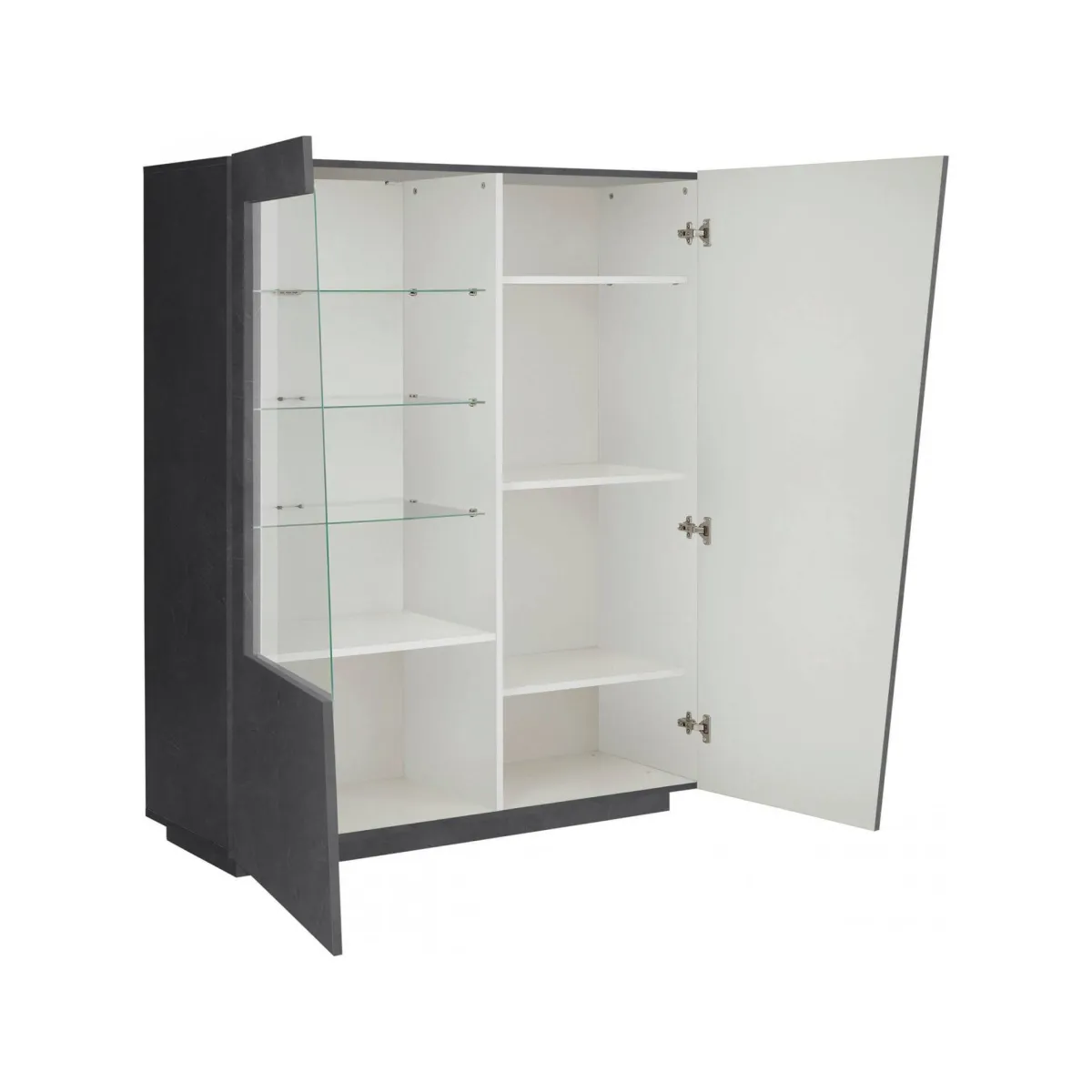 Vetrine|Cucina > Dmora Mobile con vetrina moderno soggiorno 2 ante 120x43x146h cm ardesia - Ask Grigio Ardesia