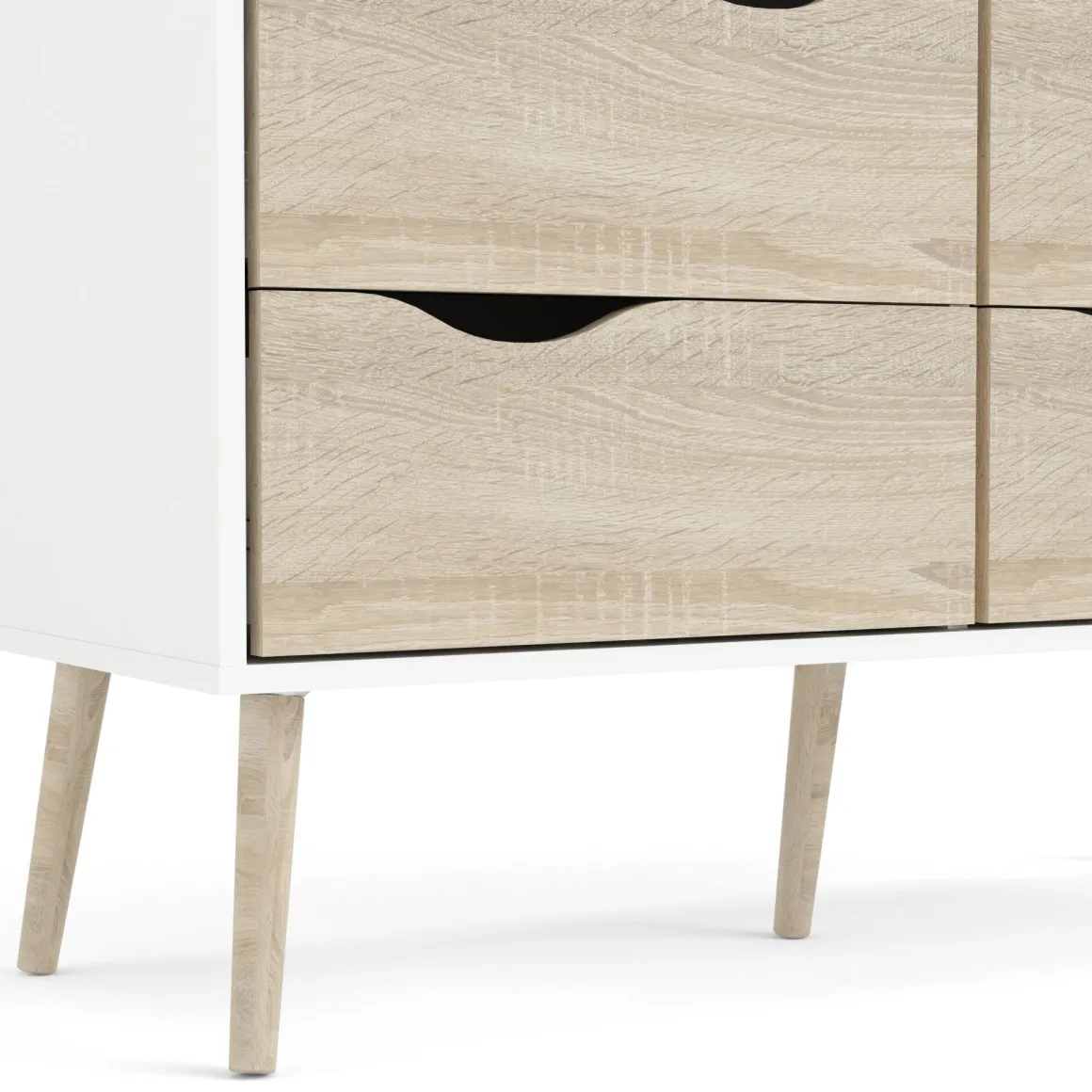 Mobile con vetrina scandi 2 ante 98x39x200h cm bianco e quercia - Amedeo
