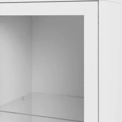 Mobile con vetrina scandi 2 ante 98x39x200h cm bianco e quercia - Amedeo