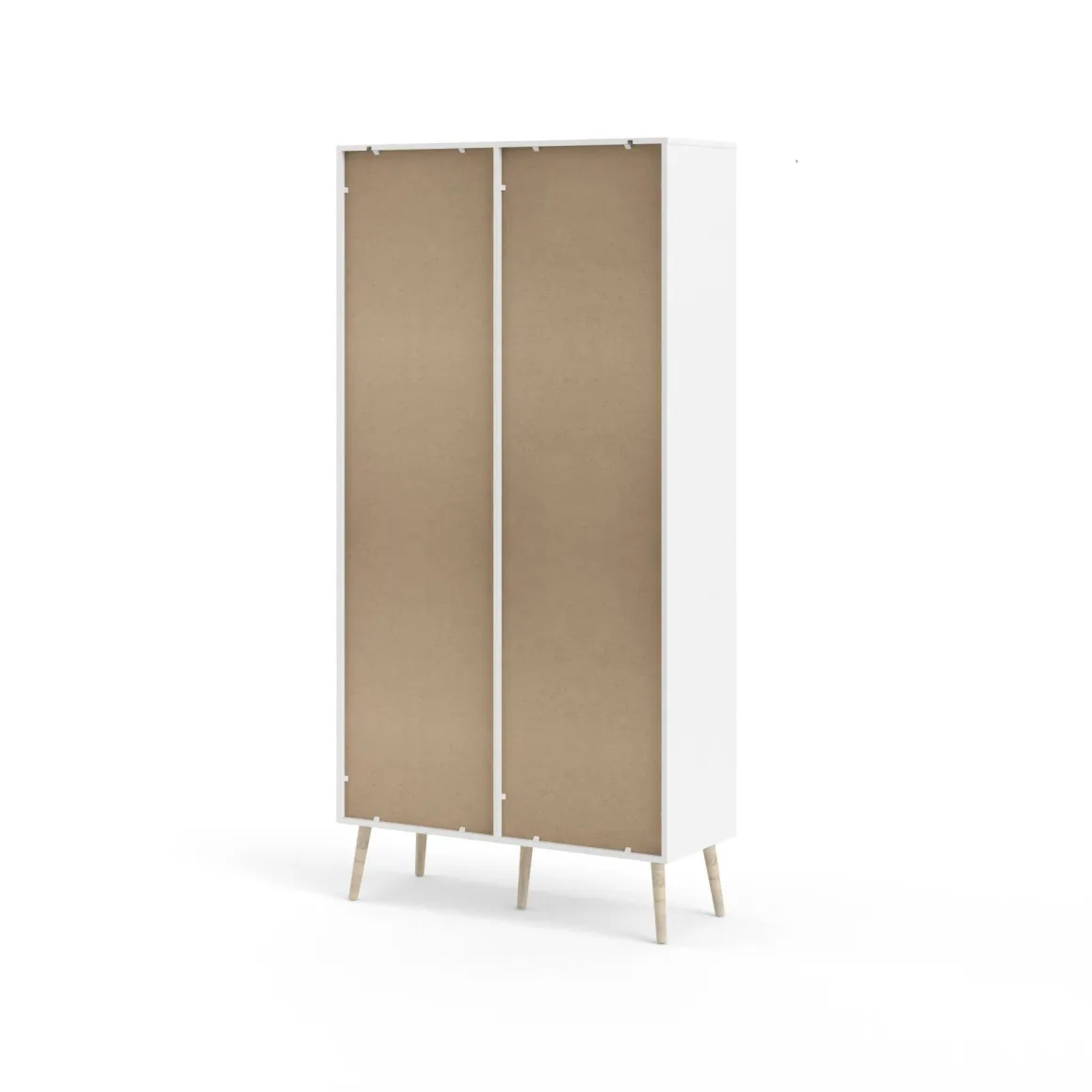 Mobile con vetrina scandi 2 ante 98x39x200h cm bianco e quercia - Amedeo