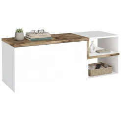Mobili Da Ingresso|Ingresso > Dmora Mobile da ingresso 2 ante bianco lucido e acero 120x54h cm - Aska Marrone Acero, Bianco Lucido