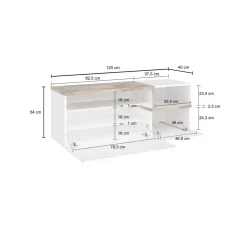 Mobili Da Ingresso|Ingresso > Dmora Mobile da ingresso 2 ante bianco lucido e acero 120x54h cm - Aska Marrone Acero, Bianco Lucido