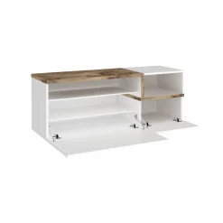 Mobili Da Ingresso|Ingresso > Dmora Mobile da ingresso 2 ante bianco lucido e acero 120x54h cm - Aska Marrone Acero, Bianco Lucido