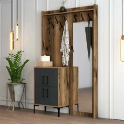 Mobile da ingresso 2 ante noce e antracite 120x200h cm - Isidore
