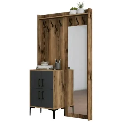 Mobile da ingresso 2 ante noce e antracite 120x200h cm - Isidore