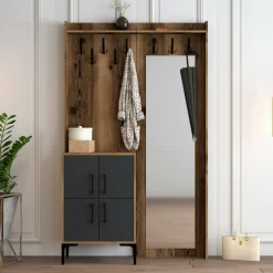 Mobile da ingresso 2 ante noce e antracite 120x200h cm - Isidore