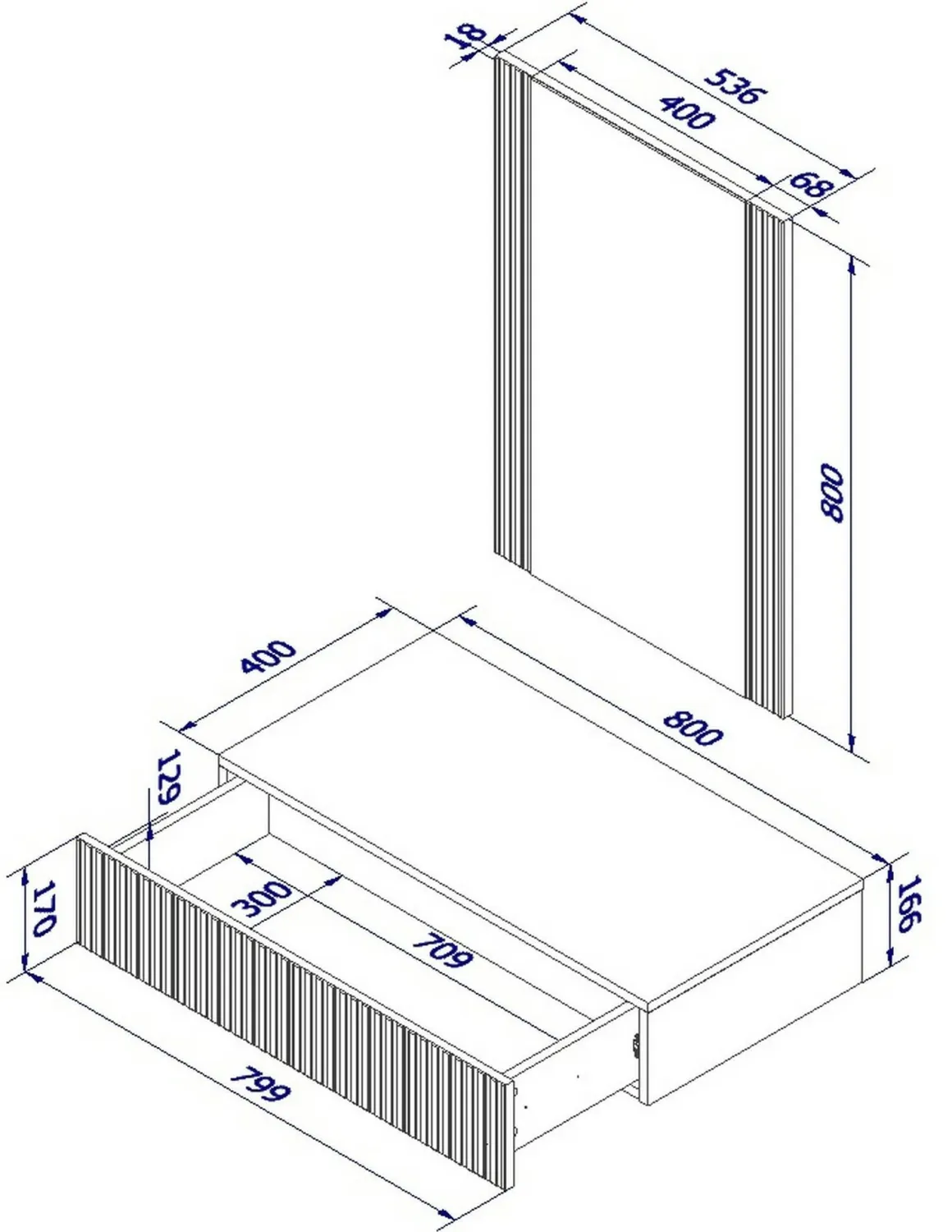 Mobile da Ingresso Beige Specchio Incluso Paia 80x42x97h cm, un Cassetto - Premolo