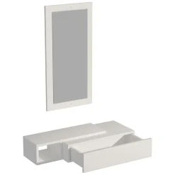 Mobile da Ingresso Bianco Beige Specchio Incluso un Cassetto 82x30x16h cm, un Ripiano - Ingria