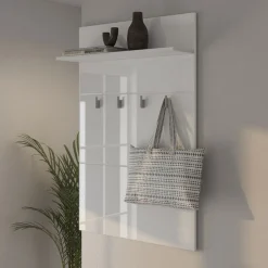 Mobili Da Ingresso > Dmora Mobile da Ingresso Bianco Bianco un Ripiano Appendiabiti 76x19.5x114h cm, Installazione Sospeso - Valdemone Bianco, Bianco