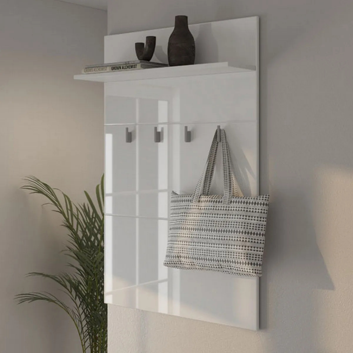Mobili Da Ingresso > Dmora Mobile da Ingresso Bianco Bianco un Ripiano Appendiabiti 76x19.5x114h cm, Installazione Sospeso - Valdemone Bianco, Bianco