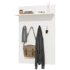 Mobili Da Ingresso > Dmora Mobile da Ingresso Bianco Bianco un Ripiano Appendiabiti 76x19.5x114h cm, Installazione Sospeso - Valdemone Bianco, Bianco