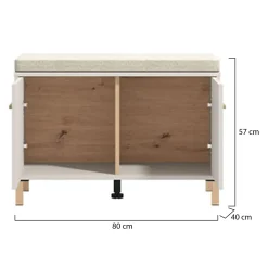 Mobile da Ingresso Bianco Crema Grigio Chiaro un Ripiano 2 Ante 80x40x57h cm, 2 Vani - Marciana