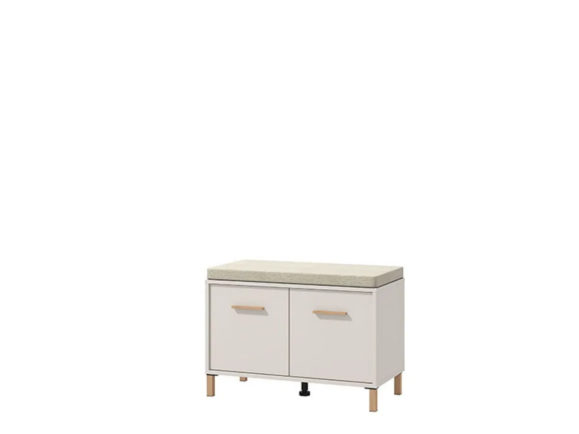 Mobile da Ingresso Bianco Crema Grigio Chiaro un Ripiano 2 Ante 80x40x57h cm, 2 Vani - Marciana
