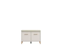 Mobile da Ingresso Bianco Crema Grigio Chiaro un Ripiano 2 Ante 80x40x57h cm, 2 Vani - Marciana