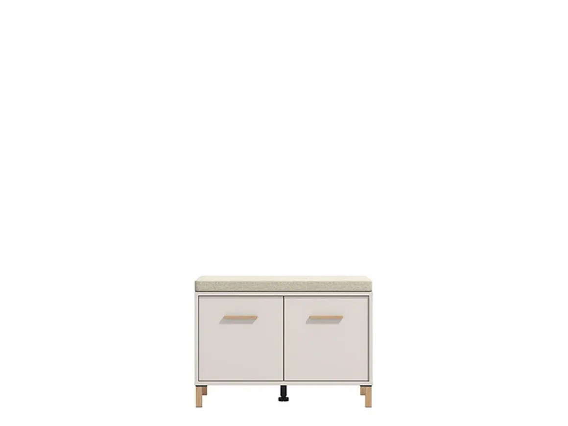 Mobile da Ingresso Bianco Crema Grigio Chiaro un Ripiano 2 Ante 80x40x57h cm, 2 Vani - Marciana
