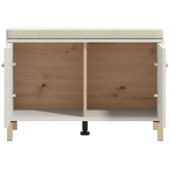 Mobile da Ingresso Bianco Crema Grigio Chiaro un Ripiano 2 Ante 80x40x57h cm, 2 Vani - Marciana
