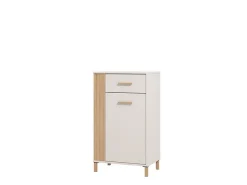 Mobili Da Ingresso > Dmora Mobile da Ingresso Bianco Crema Nero un Cassetto 2 Ripiani 51.5x35x98h cm, Un'anta - Trevi Nero, Bianco Crema